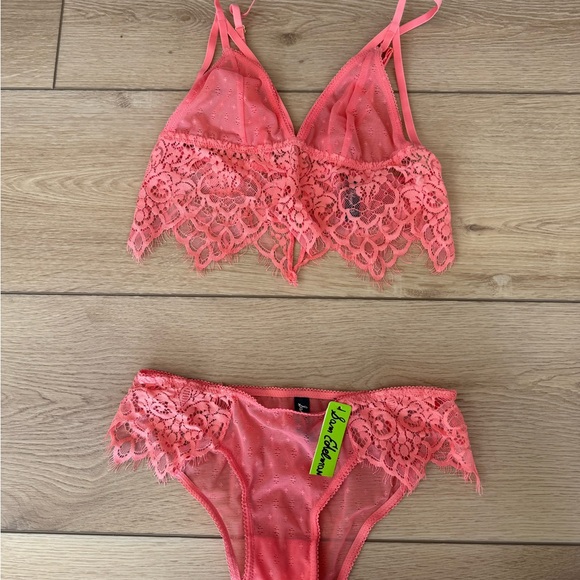 Sam Edelman Pink Lace Bralette and Bikini Set - Picture 1 of 5